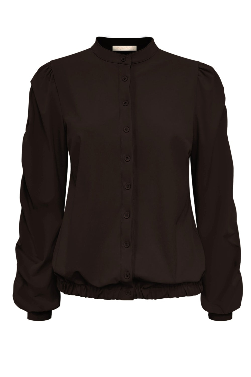 Jacket Triple Nine with gold rib on the sleeves and smoked JA92404 Donker Bruin